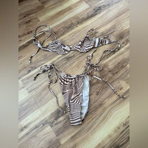 PacSun Cream and Brown Bikini Set